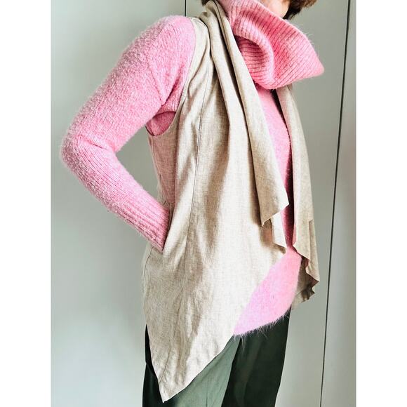 MM Couture Linen Vest Size Medium Neutral Lagenlook Layering - Picture 5 of 9